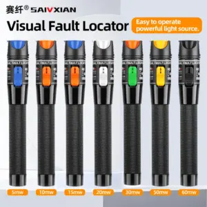 SAIVXIAN 60MW/50MW30MW/20MW/10MW/5MW Visual Fault Locator Fiber Optic Cable Tester 10-60Km Range VFL FC/SC/ST Optic
