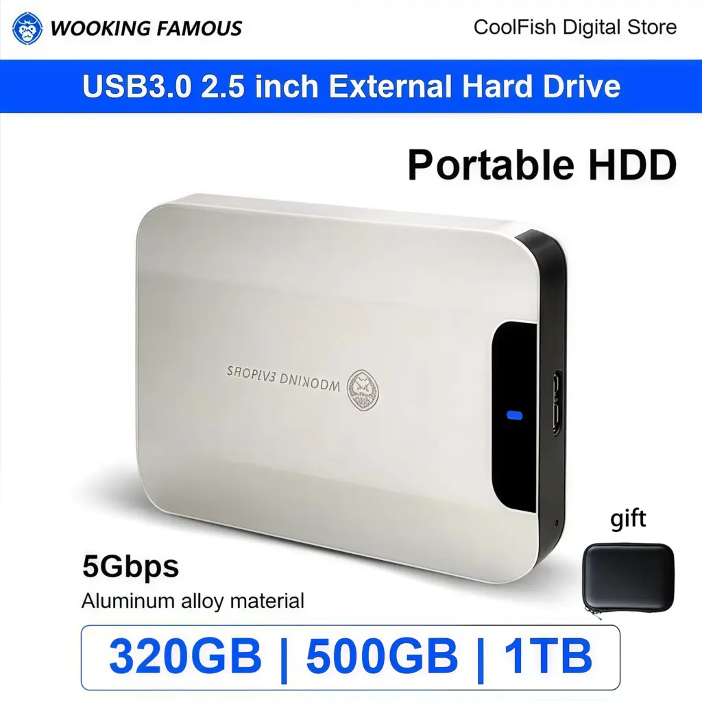 Portable HDD Metal material 5Gbps External Hard Drive 320GB 500GB 1TB LED USB3.0 disco duro exter Compatible for PC/MAC/PS4/PS5