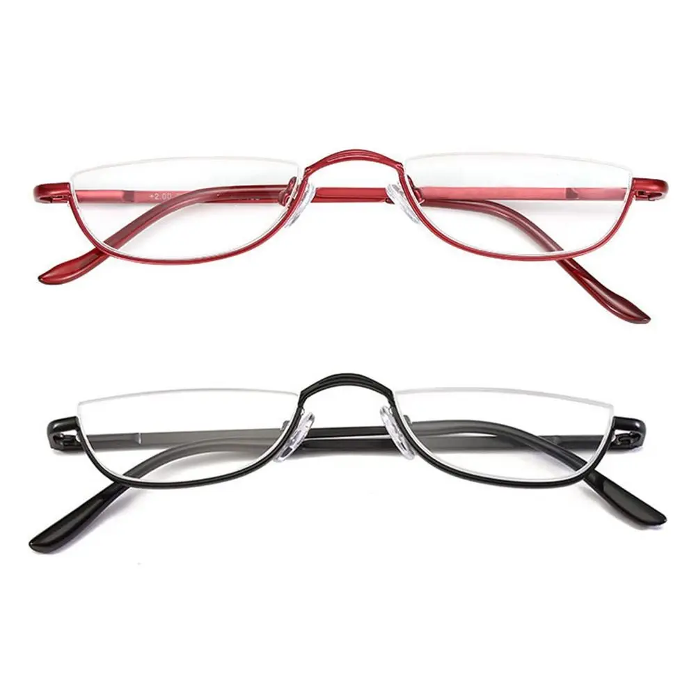 +1.00~+4.0 Unisex Reading Glasses Spring Hinge Metal Half Moon Reading Glasses Ultra Light Resin Eyeglasses Half Frame Glasses