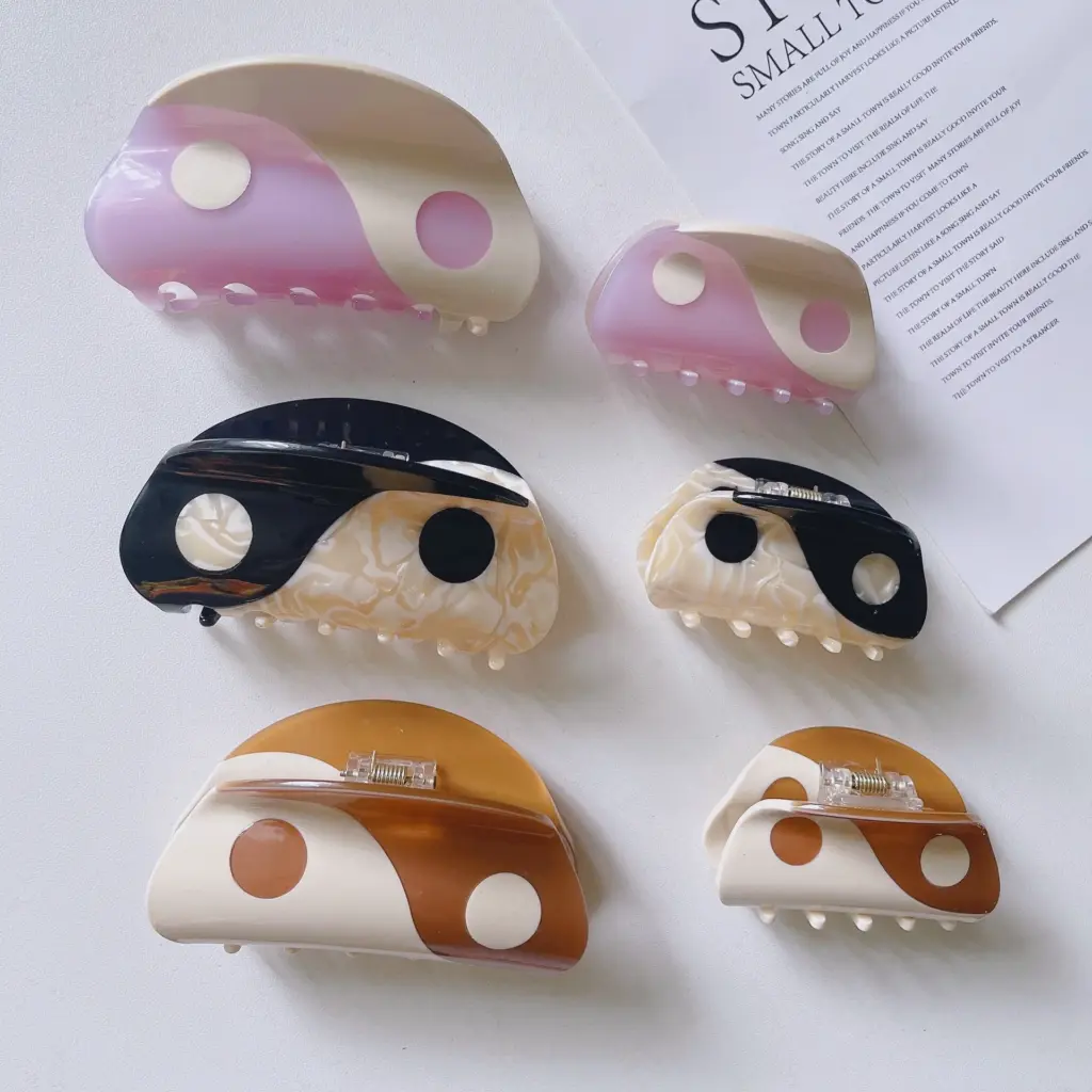 New Design Retro National Style Headdress Tai Chi Gossip Catch Yin Yang Geometric Hair Clip Claw For Women Headwear Accessorie