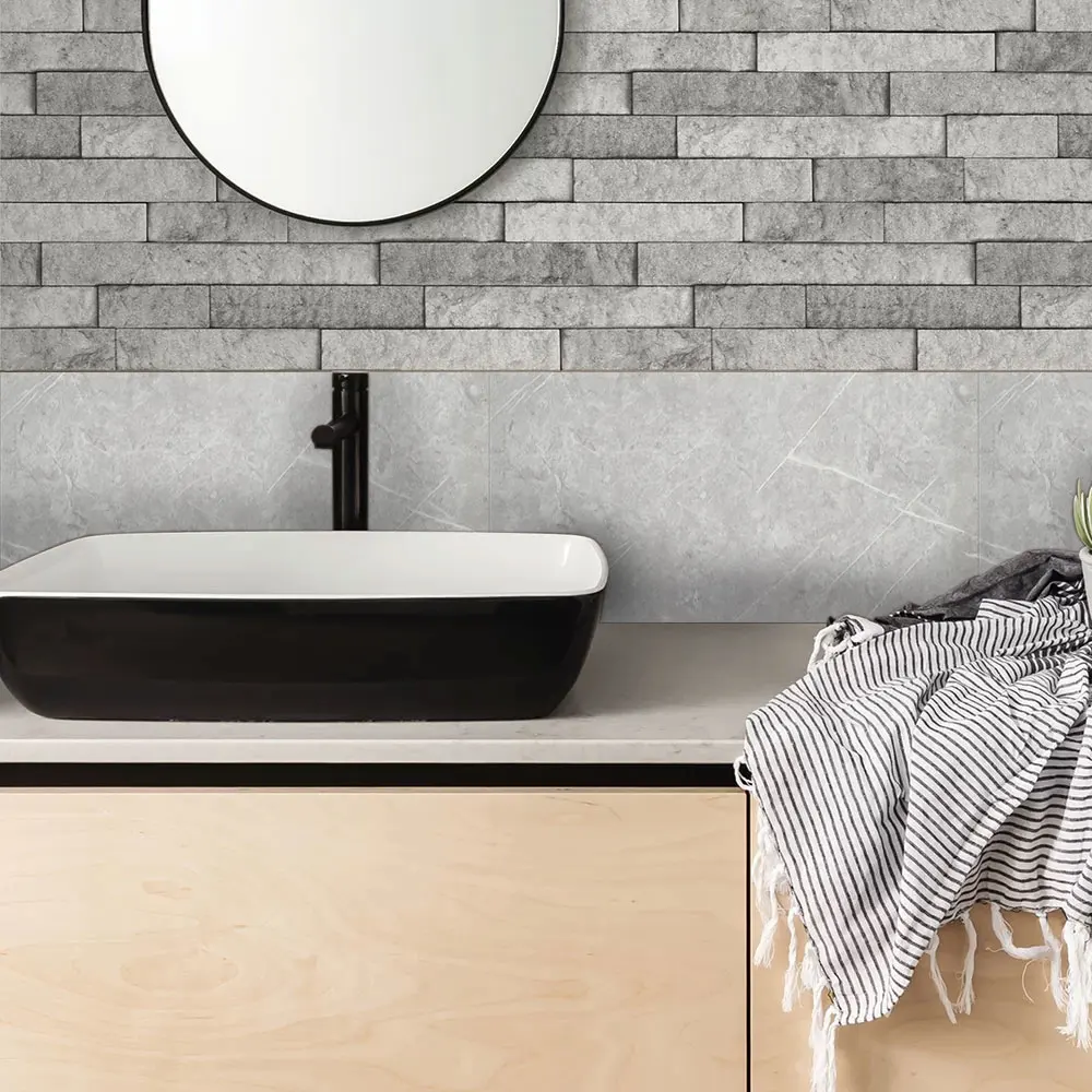 10 Pcs Waterproof Marble Wall Tile Stickers Kitchen Bathroom Living Room Self-Adhesive Wall Stickers Background Board