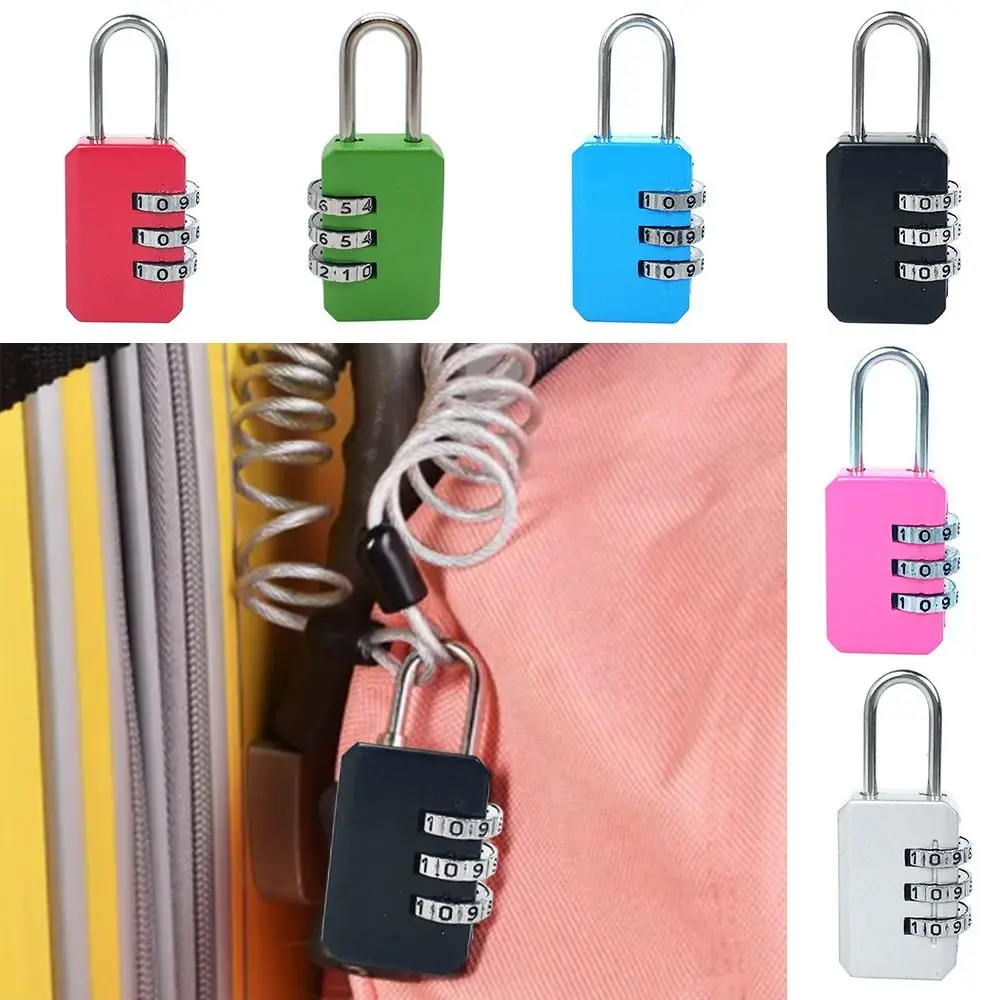 Security Travel Combination Lock Backpack Zipper Lock Luggage Padlock Dormitory Cabinet Lock 3 Digit Password Lock