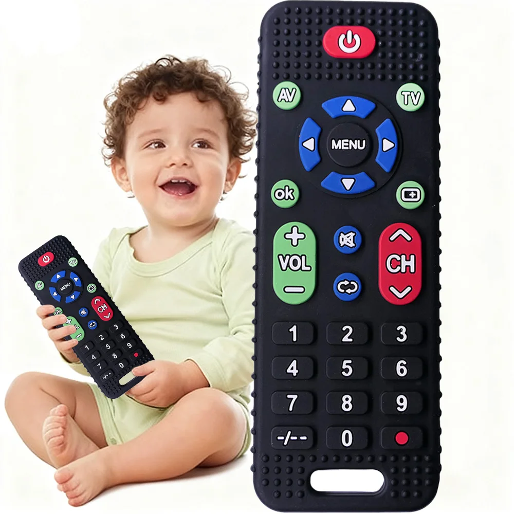 Silicone Baby Teether Soothing Teether Early Educational Sensory Toys for Infant Teether Remote Control Shape