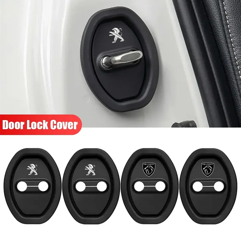 2/4Pcs Silicone Car Door Lock Cover Protective Decoration Case For Peugeot 408 4008 308 3008 Rifter 5008 508 2008 208 301 407