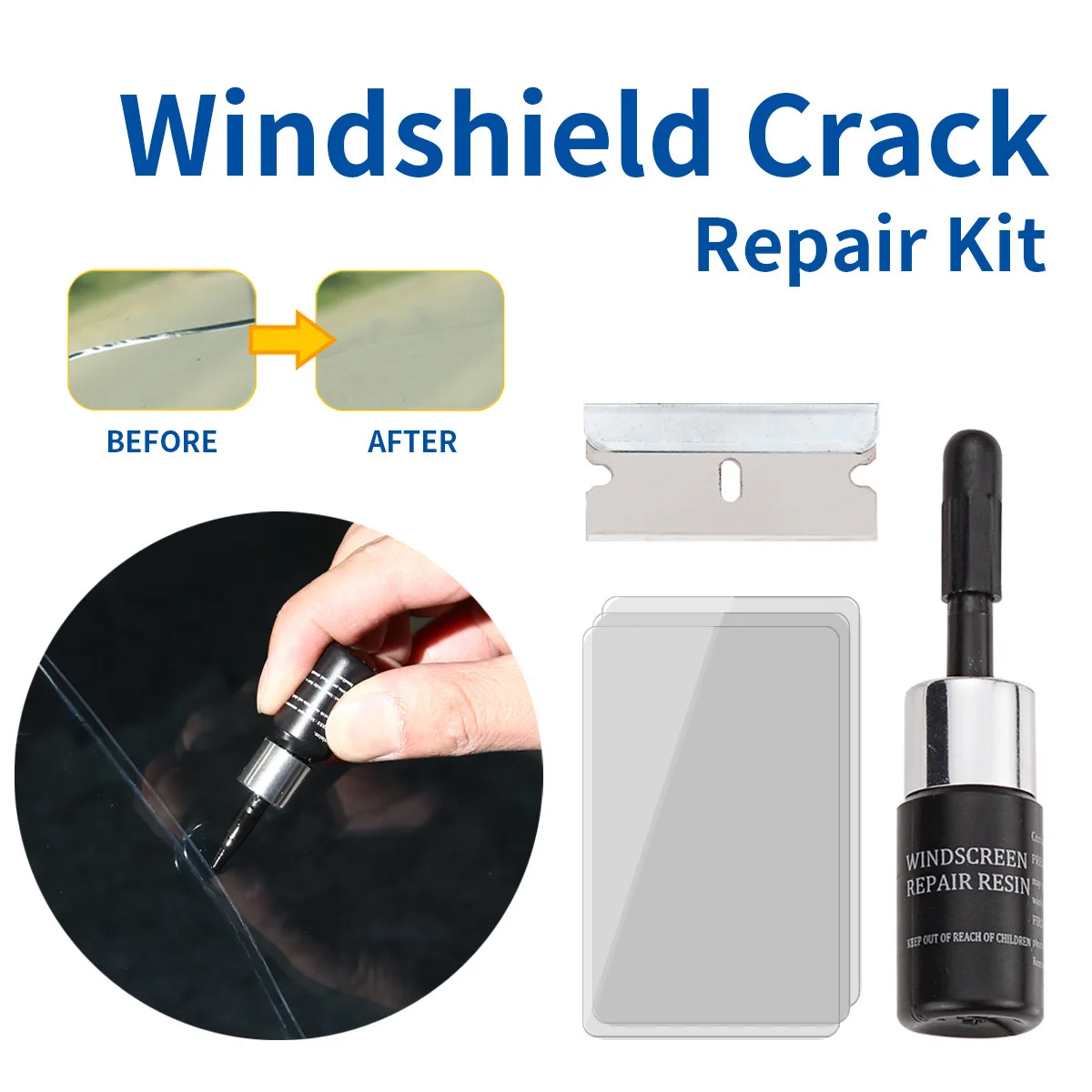 Automotive Glass Nano Repair Fluid Car Windshield Resin Crack Tool Kit Universal Car Windscreen Glass Scratch Crack Restore