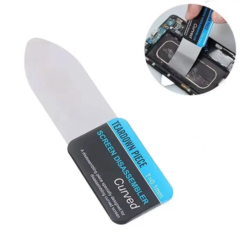 1pc Steel Metal Mobile Phone Curved LCD Screen Spudger Opening Pry Card Tools Ultra Thin Flexible Mobile Phone Disassemble Tool