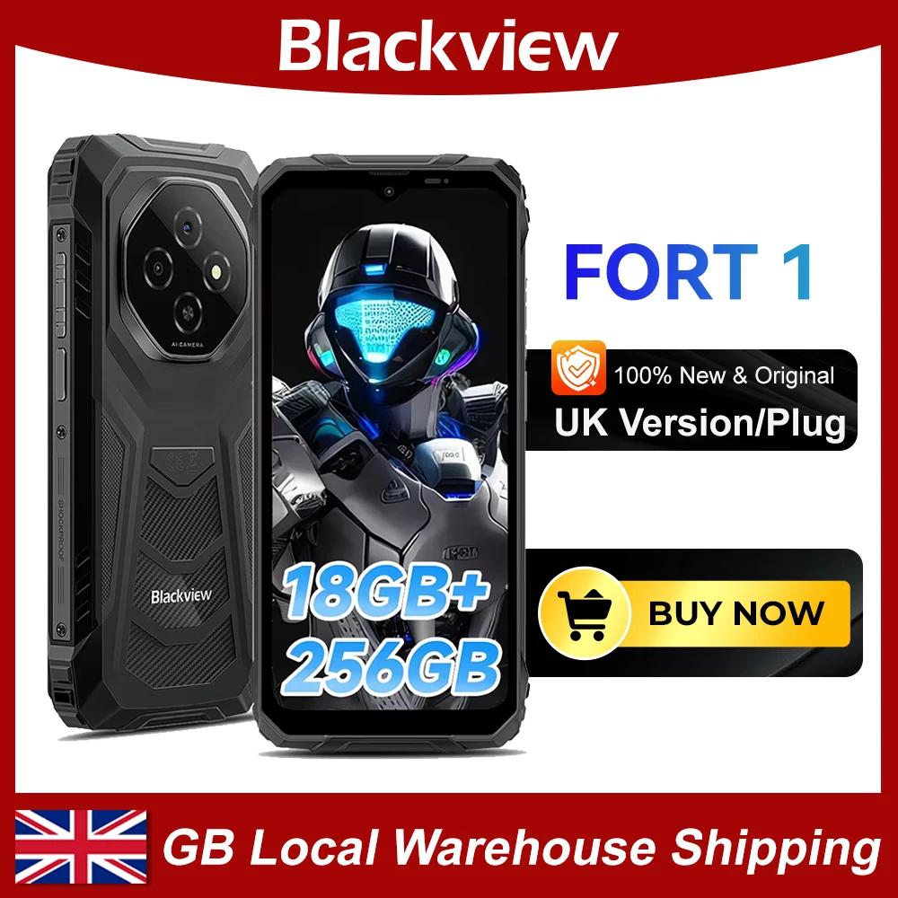 Blackview FORT 1 Rugged Smartphone 6GB RAM 256GB ROM 2TB Expandable Storage 6,56'' Screen Android 15 10000mAh AI Mobile Phone
