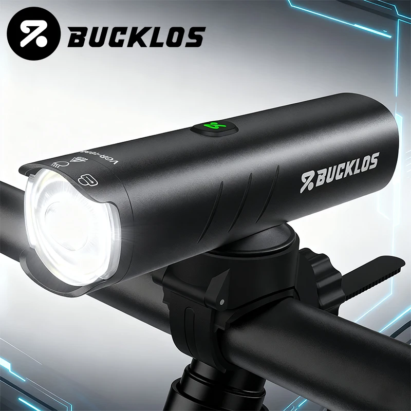 BUCKLOS Aluminum Alloy Bike Headlight 4500mAh Rechargeable Bicycle Front Light IP66 Waterproof 1200LM 1500LM Bike Front Lamp