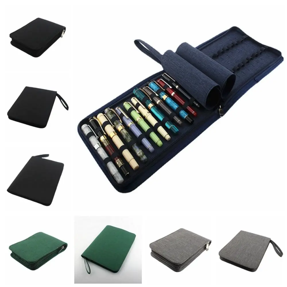Pen Container Bag Large Capacity Fountain Pencil Case Zipper Dustproof 10 /24/48 Slots 4 Colors Writing Holder Supplies