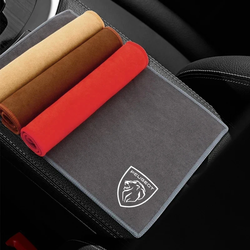 Microfiber Towel Car Logo Cleaning Cloth Car Wash Accessories For Peugeot 208 3008 308 207 5008 508 406 407 307 206 301 408 4008