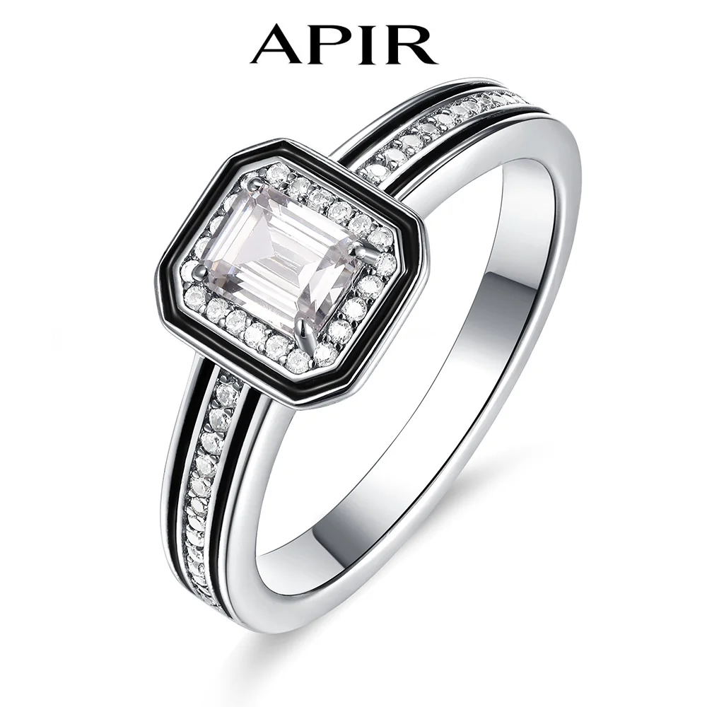 APIR Claw Inlaid Grandmother Cut 5A Square Zircon Ring for Women Man K Gold Plated Rose Gold Fashion Luxury Quality Jewelry Ring