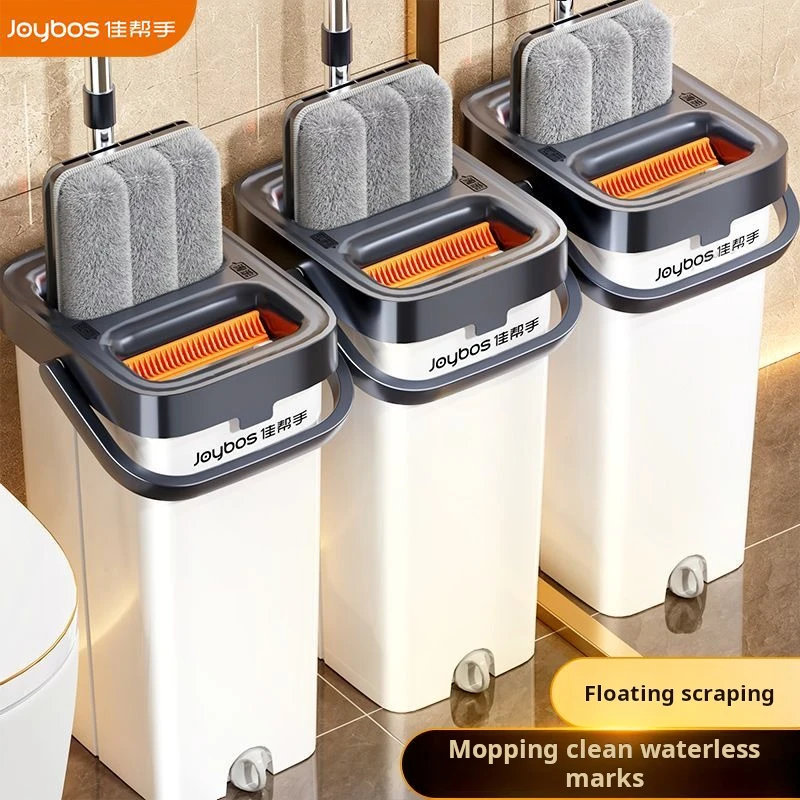 JOYBOS Spin Mop Hand Free Flat Floor 33cm With Bucket 360 Rotating Washable Automatic System Cleaning House Mops Brooms Tool