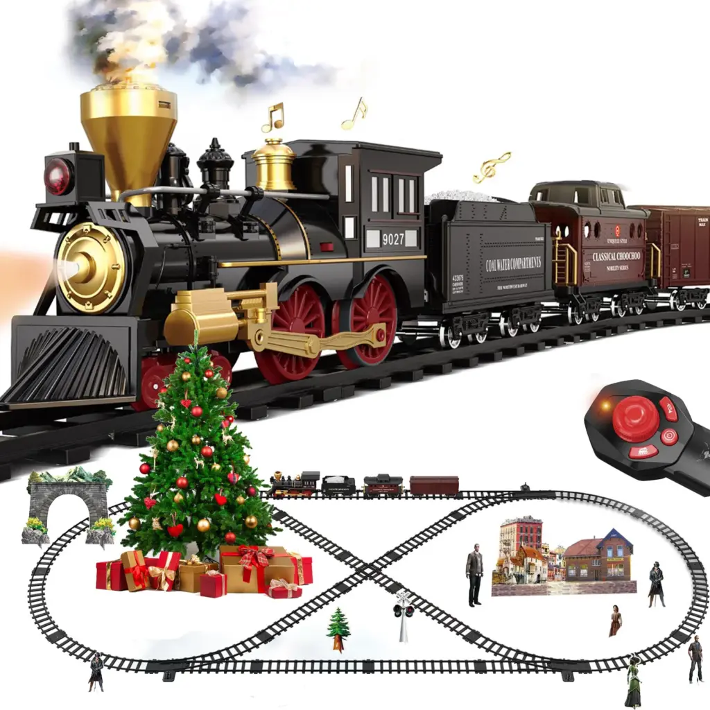 Remote Control Retro Train Set RC Train Toys Steam Electric Stepless Speed Control Remote Smoking Train Children's Toys Gifts