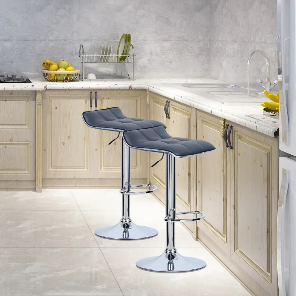 WOLTU 2PCs/Set Bar Stools Counter Stool Faux Leather Well Padded Seat Dining Room Chair Hight-Adjustable Swivel Bar Chair