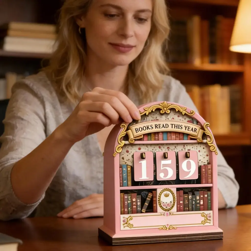 Book Tracker Sign Wooden Bookshelf Decoration Books Read Tracker for Library Nook Study Corner Home Workplace Living Room