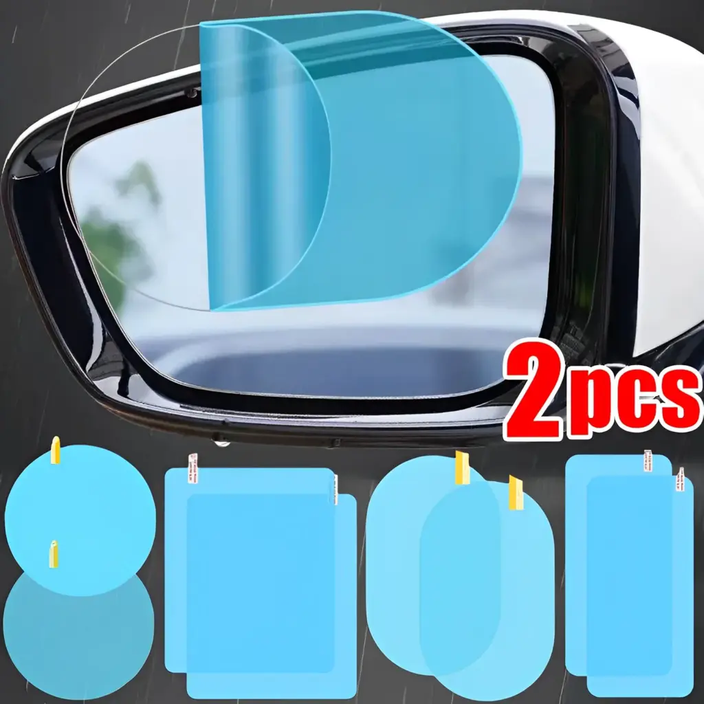 2PCS Car Rearview Mirror Rainproof Film Window Glass Antifog Waterproof Sticker Truck Rearview Mirror Transparent Film Auto Part
