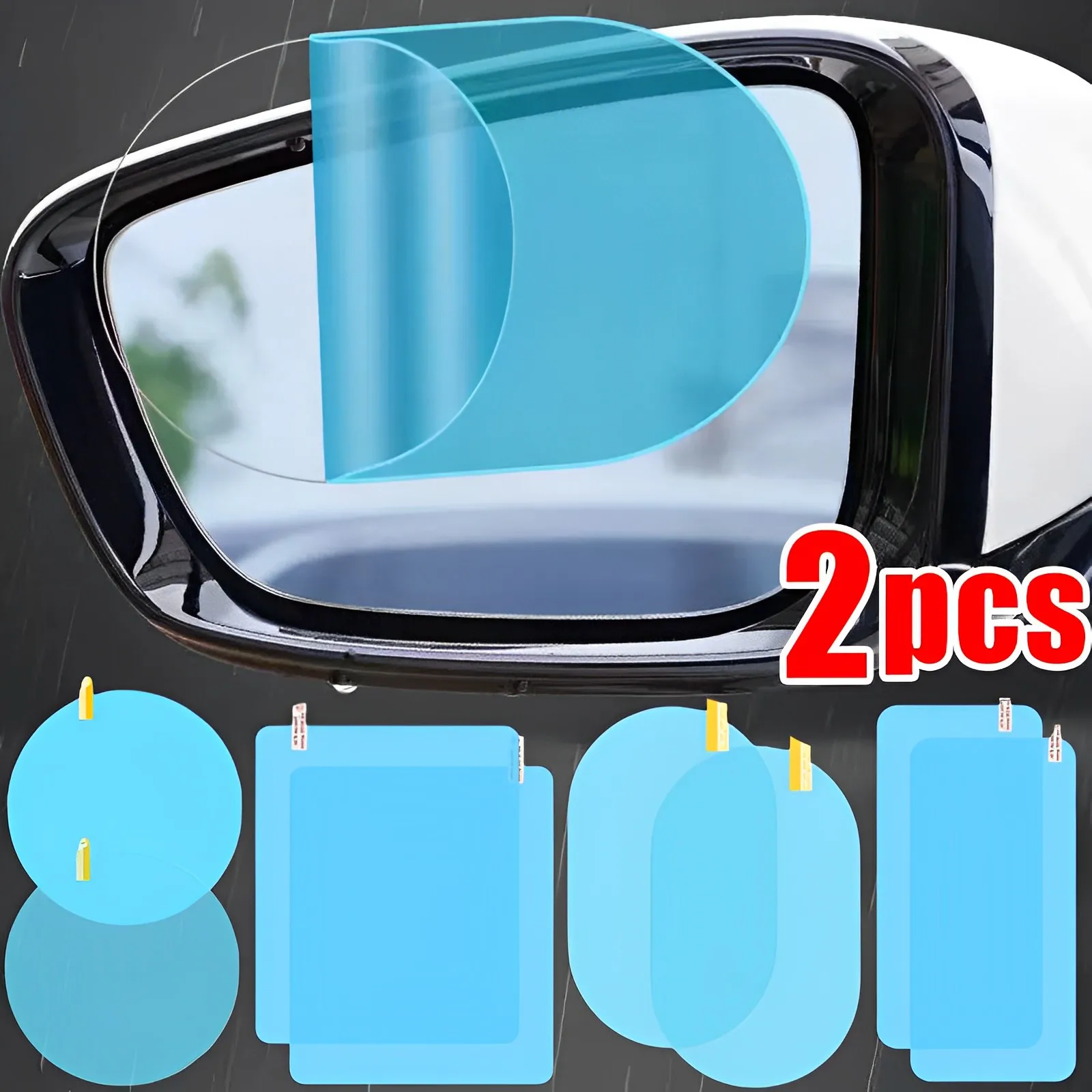 2PCS Car Rearview Mirror Rainproof Film Window Glass Antifog Waterproof Sticker Truck Rearview Mirror Transparent Film Auto Part