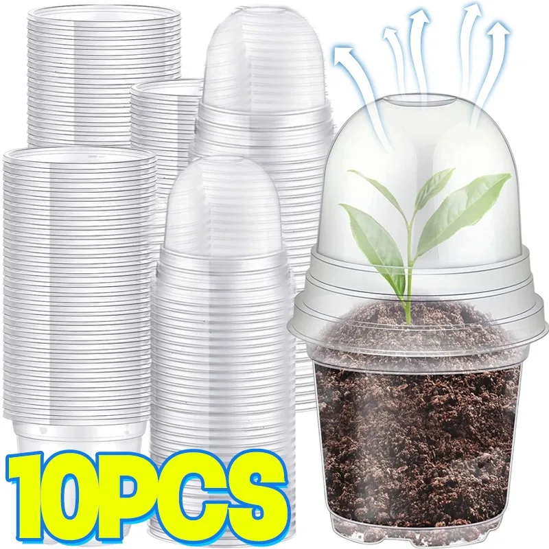 10/5x Seed Plant Nursery Pots Elegant Plastic Easy Use Plant Contai Mini Flowerpot Inside Succulents Gardening Supplies Planters