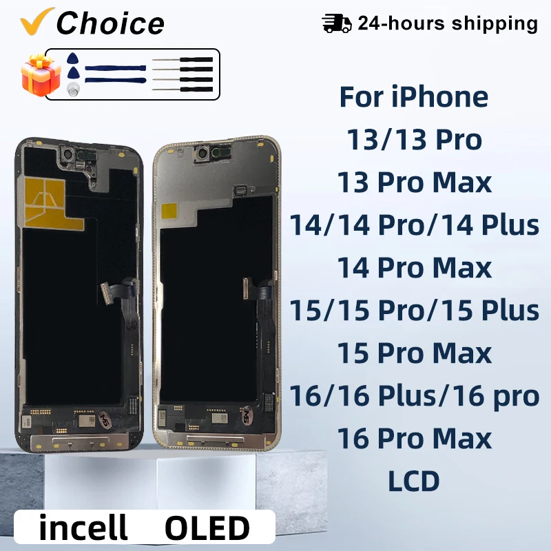 16 Pro Max OLED For iPhone 13 LCD 14 Pro Display Face ID True Tone 14 Plus Screen For iPhone 15 Display 15ProMax Incell 13 Mini