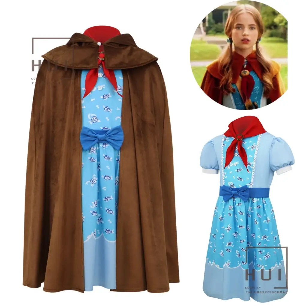2026 New Holly Wheeler Cosplay Costume Blue Fantasy Dress Scarf Roleplay Clothing TV Disguise Brown Cape Halloween Carnival Hui