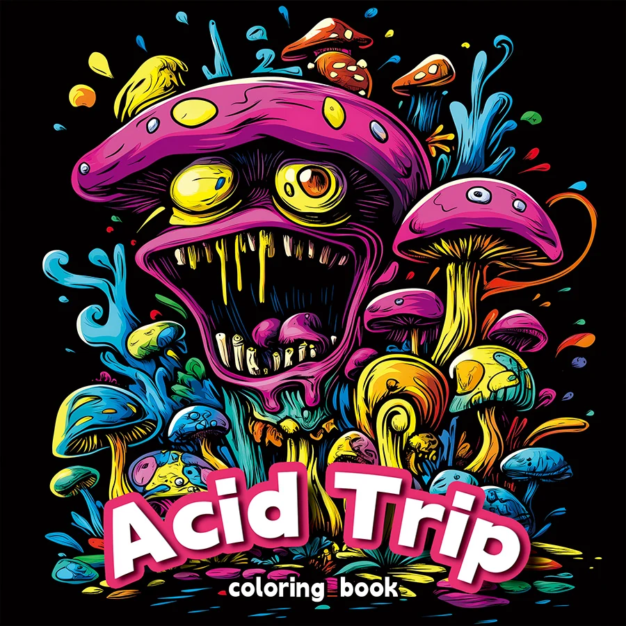 Mushroom World Coloring Books Gift For Birthday Party 20 Page Relieve Stress Kill Time Graffiti Painting Drawing Art Book