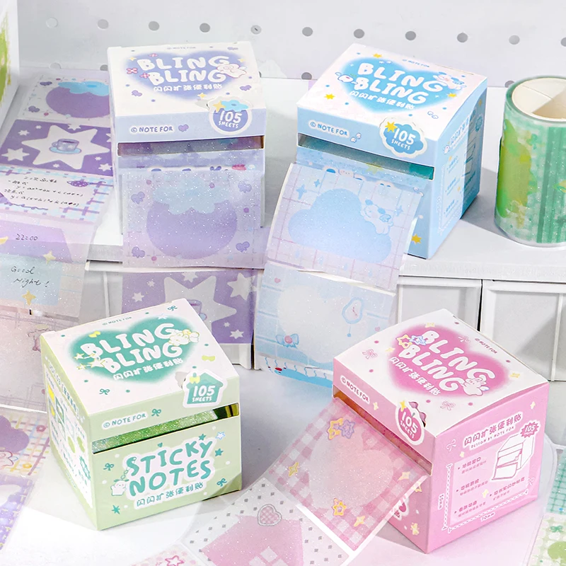 105pcs/lot Kawaii Memo Pad Paper Sticky Notes Planner Schedule Stickers Office School Student Daily Supplies