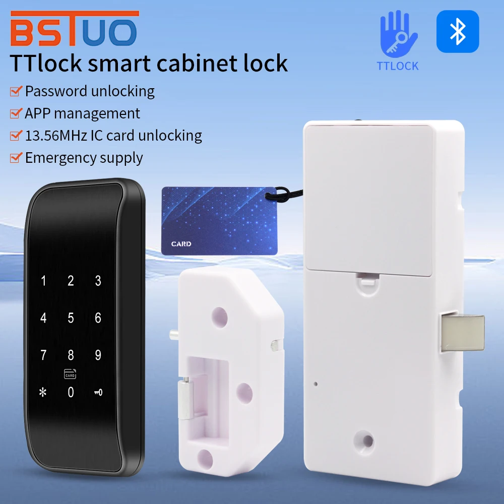 Electronic Digital Fingerprint Keypad TTLOCK APP Cabinets Drawer Sauna Door Lock Unlocking by Code Password Phone 13.56Mhz Card