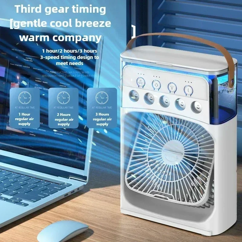 Spray Cooling Air Conditioning Mini Student Dormitory Summer Charging Mute Small Desktop Fan Desktop Humidifier Fan Amagi