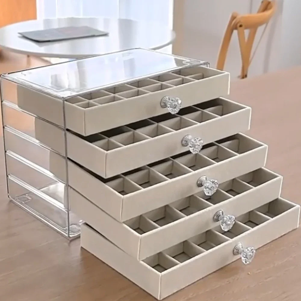 Transparent Home Desktop 5-Tier Countertop Drawer Jewelry Box Storage Box Earring Storage Box, Jewelry Boxes