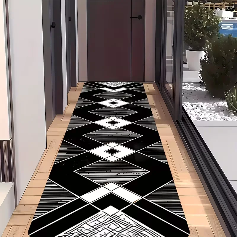 1pc Modern Minimalist Geometric Long Runner Carpet Non-Slip Rug Home Decor Carpet Festive Decoration Rug Long Carpet That Is