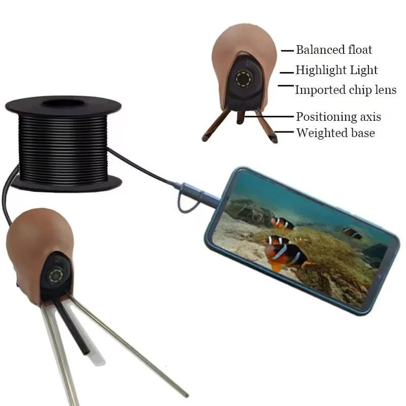 Advanced 3D biomimetic underwater fishing camera visual anchor fish device and waterproof HD lens portable mobile fish detectors