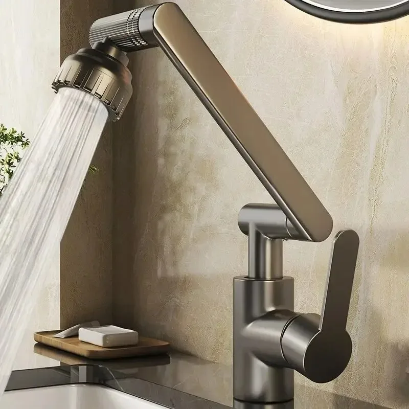 Universal Dual-mode Rotating Faucet Mechanical Arm Wash Basin Kitchen Bathroom Hot And Cold Household Basin Wash Basin Wash Up