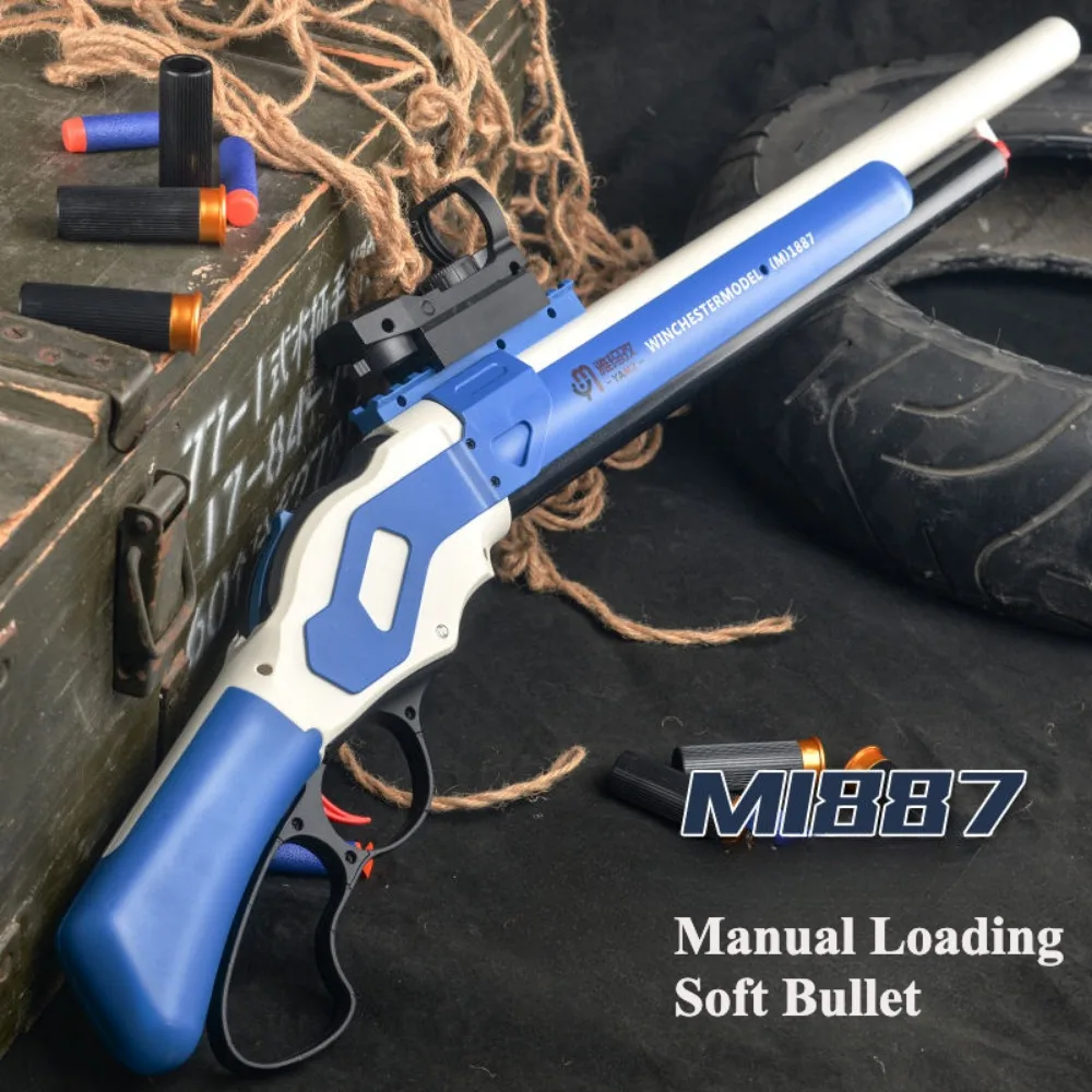 M1887 Winchester Soft Bullet Gun Toy Shell Ejection Throwing Gun Blaster Plastic Manual Launcher Model for Children Adults
