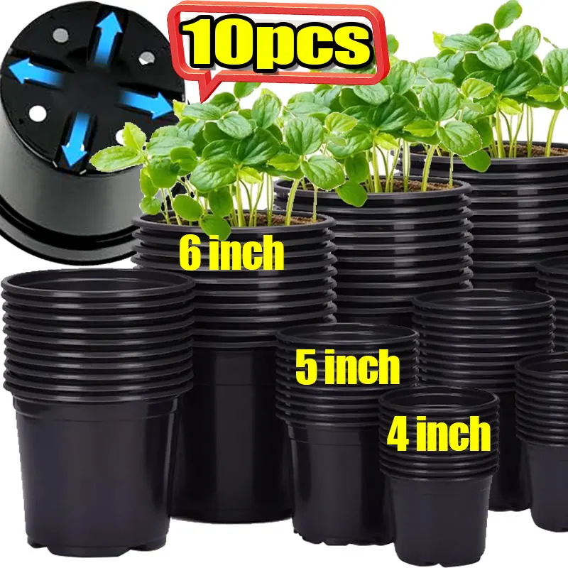 Multi Size Plastic Plant Pots Seed Starter Pots Reusable Drainage Holes Multi Use Planting Containers Outdoors Gardening Supply