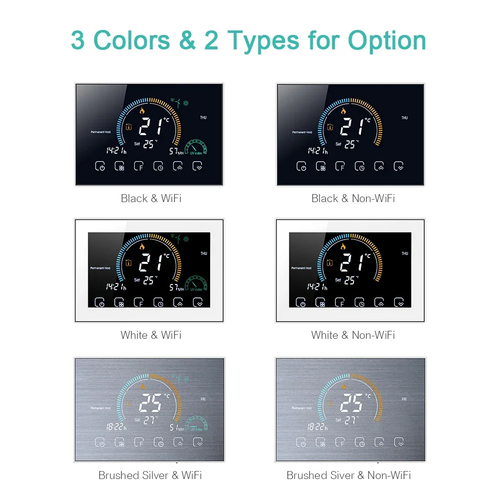 TUYA Wi-Fi Smart Large Colorful Screen Room Air Thermostat Programmable WIFI for Switch Heating Cooler Bridge Voice Alexa