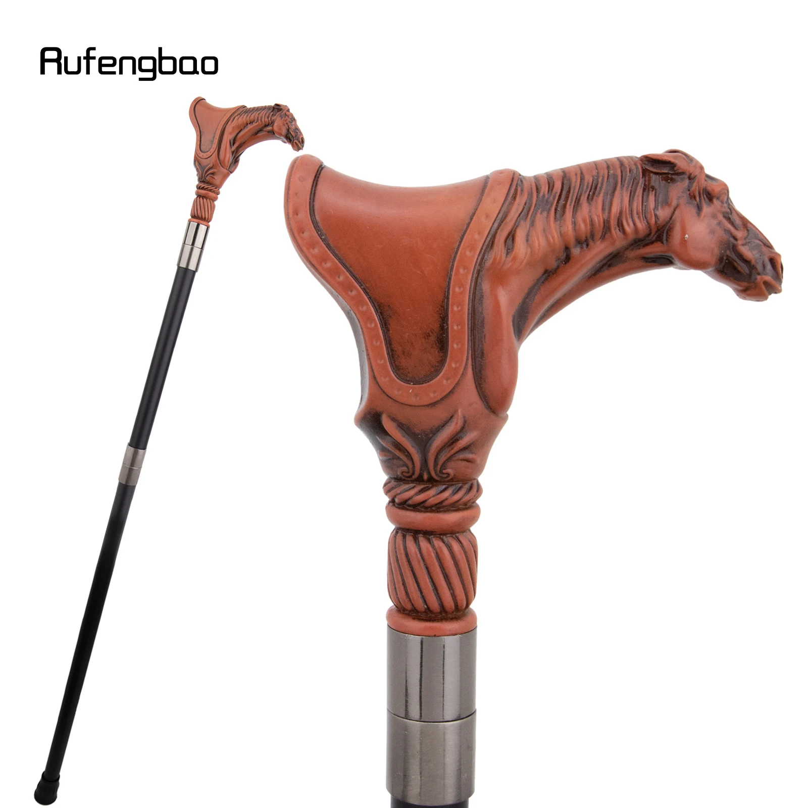 Red Resin Horse Head Animal Fashion Walking Stick Decorative Cospaly Vintage Party Fashionable Walking Cane Crosier 94cm