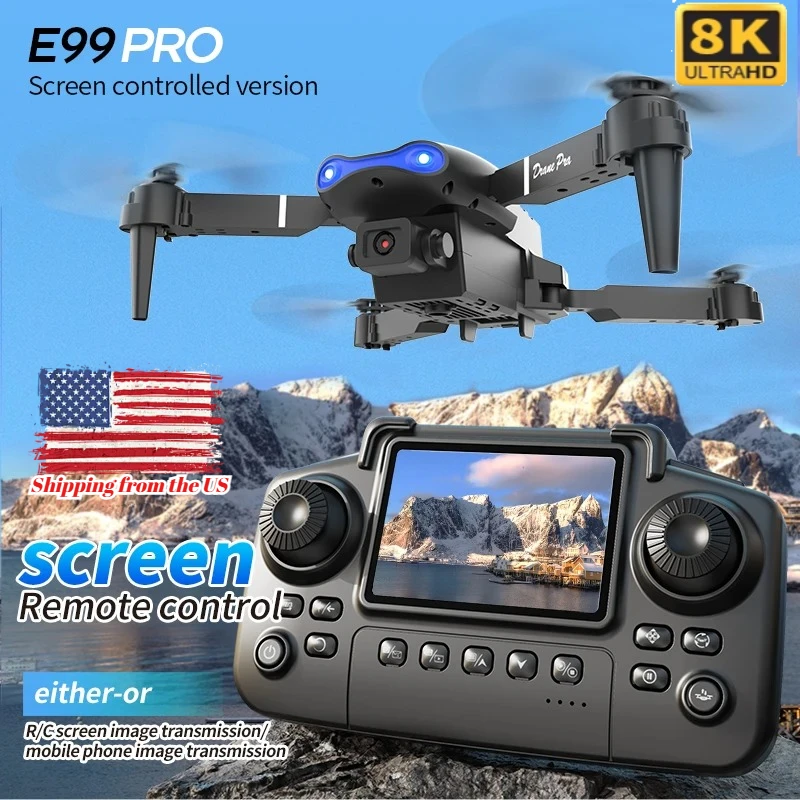 E99 Pro Drone with Screen Remote Control 8K HD Photography Quadcopter Altitude Hold & Stable Flight UAV for Adults
