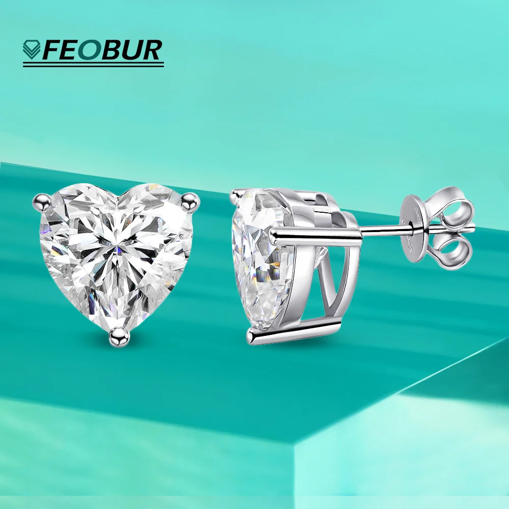 Certified 1-4CT Moissanite Heart Diamond Earrings for Women 925 Sterling Silver Big Heart Stud Earring HighQuality Jewelry Gift
