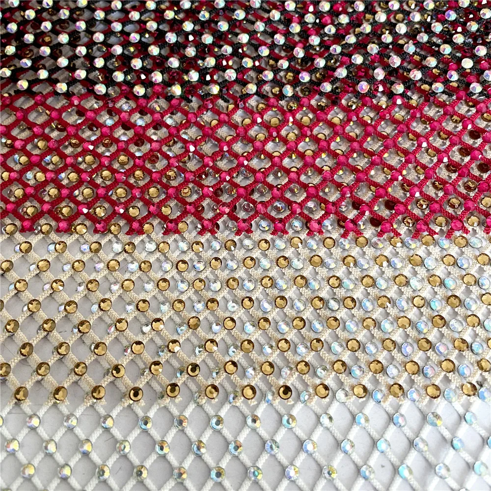 Multicolor Rhinestones Mesh Applique Trim Fabric With Rhinestones SS10 Crystal Sewing Trimming Strass Crystal Tape Net For DIY