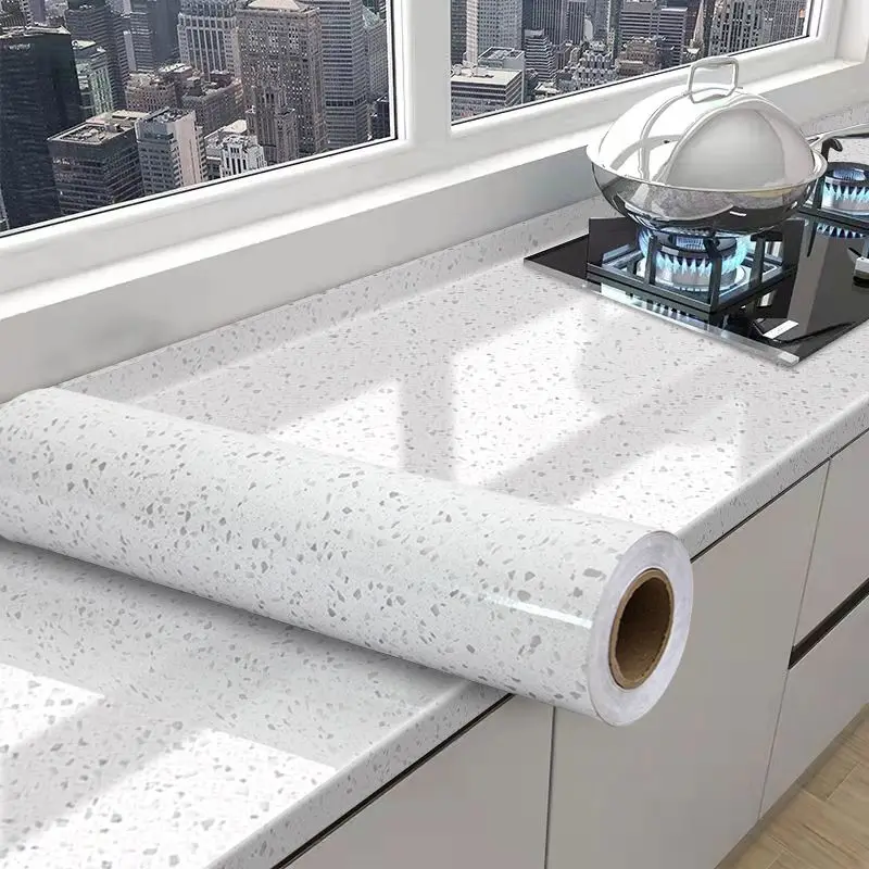 Foil Marble Oil Resistant and High-temperature Resistant Sticker for Kitchen Cabinets Decor Self Adhesive Waterproof Wallpaper