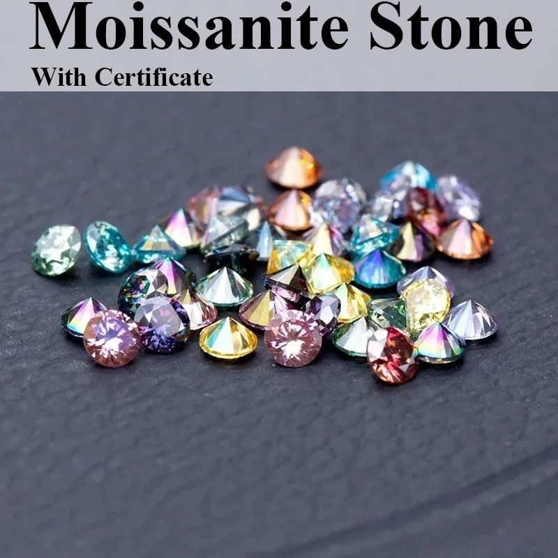 Moissanite Stones Multiple Colors Round Shape Small Sizes 3.0-4.5mm VVS1 Lab Diamonds Gift for Diy Jewelry Making