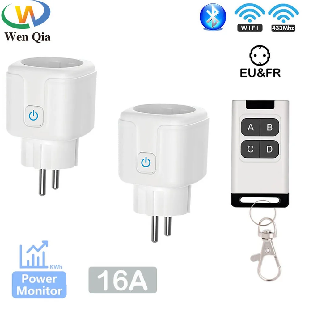 Tuya Smart Life RF 433Mhz Wireless Smart Socket Switch 220V 16A Electrical Outlet Remote EU Plug Voice Control Google Home Alexa
