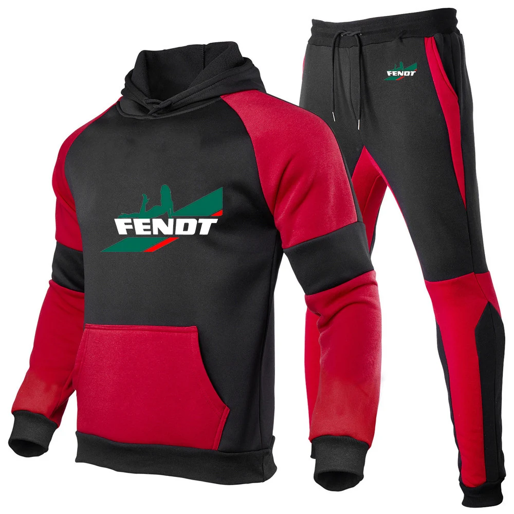 Spring Autumn 2026 Tractor FENDT Logo Print Men's Wrinkle-resistant Wear-resistant High Street Trendy Hoodies Pants Sports Suits