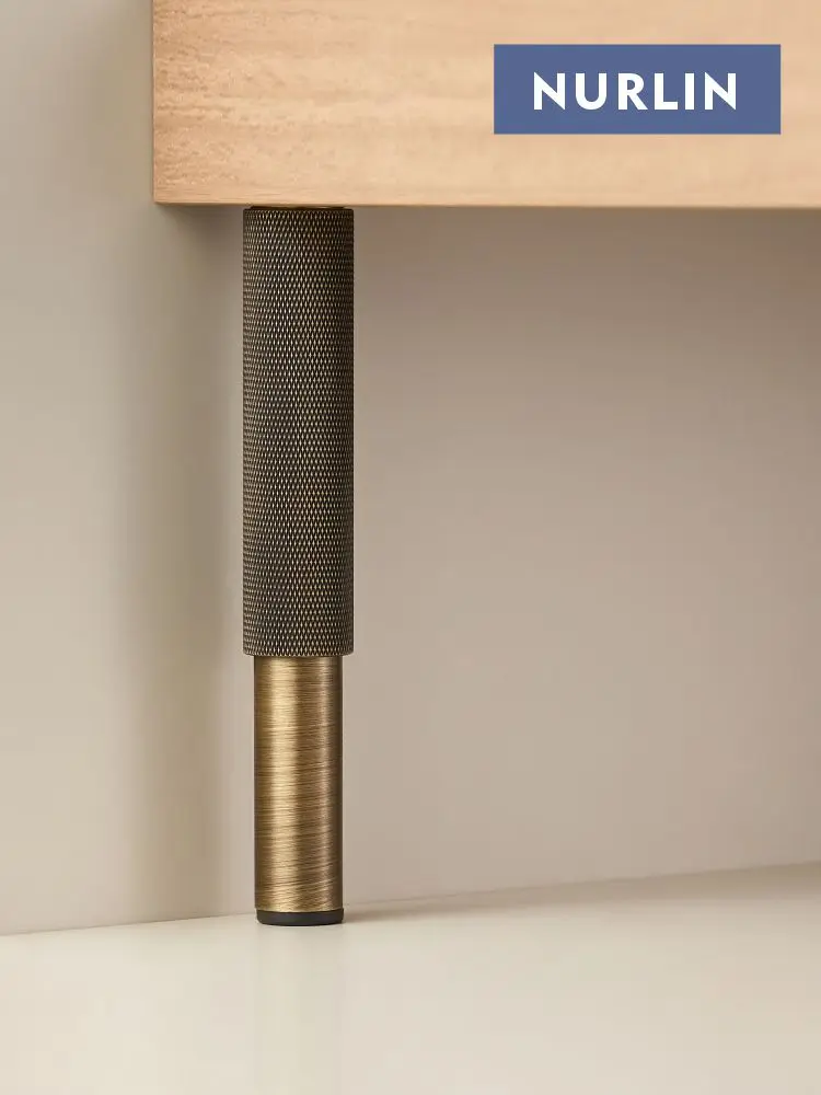 Nurlin Brass Knurled Diamond Cut Pattern Adjustable Height Furniture Cabinet Foot Firmly Supported Knurling Legs Antique Brass