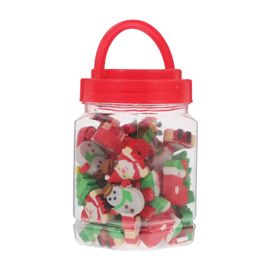 50Pcs Holiday Erasers Assorted Christmas Characters 3D Santa Snowman Tree Erasers for Kids Pencil Case Accessories Stocking
