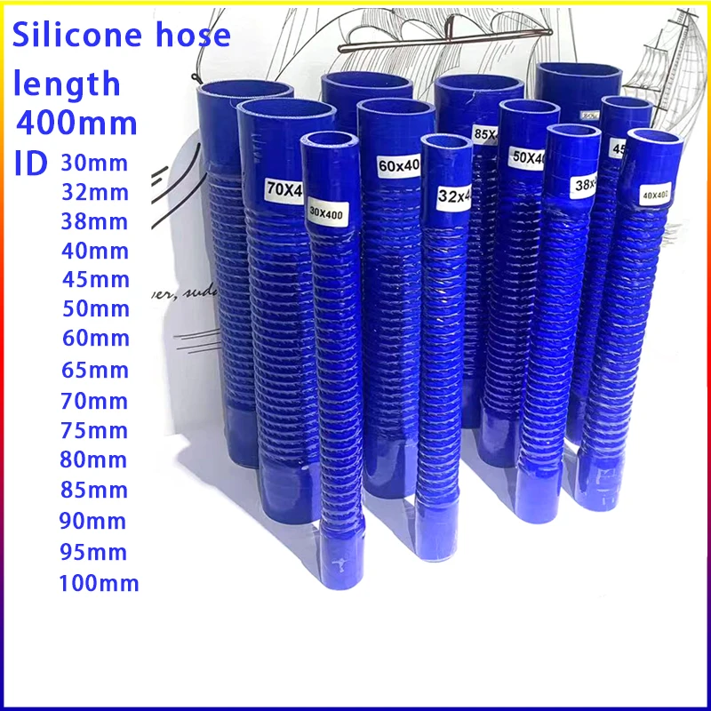 Blue Silicone Flexible Hose ID30-100mm Length 400mm Air Intake Pipe Radiator Tube High Pressure Temperature R