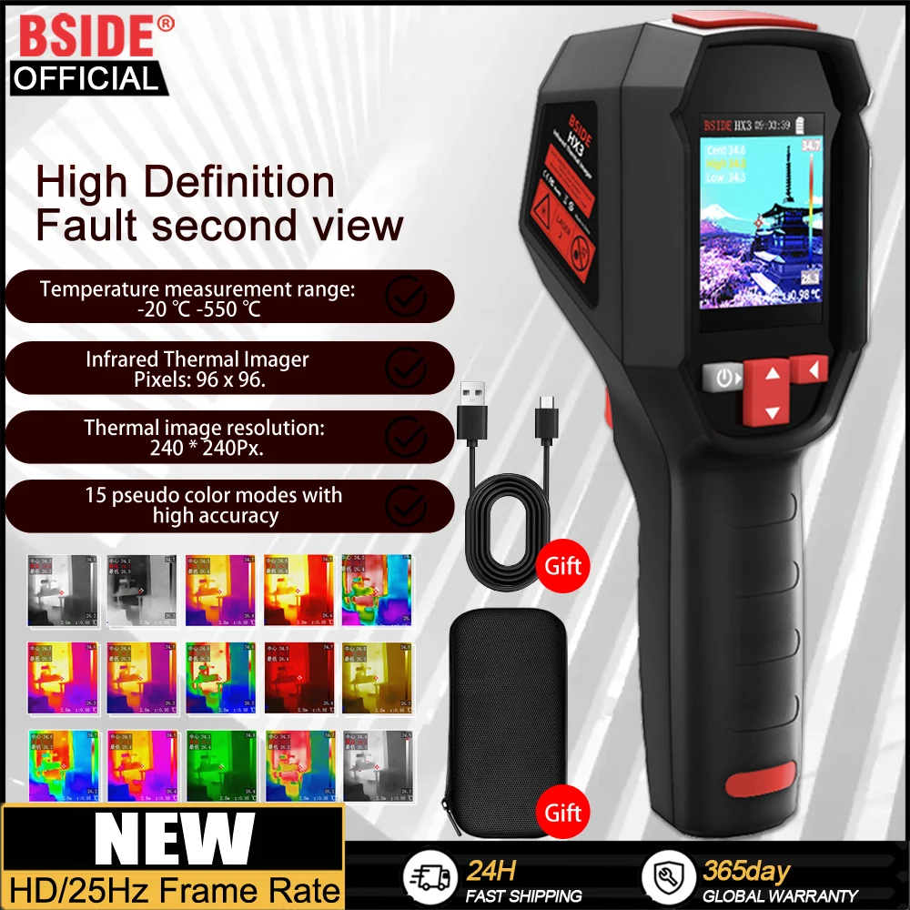 BSIDE Handheld Thermal Imaging Camera Industrial HX3 -20-550C HD Resolution PCB Pipe Inspection Fire Safety Thermal Imager