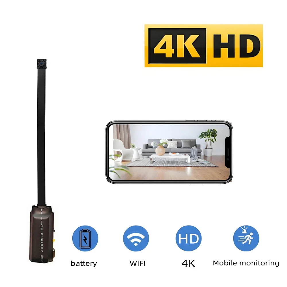 Upgraded version, 4K HD mini WiFi camera, supports remote viewing, motion detection, home nanny style DIY camera