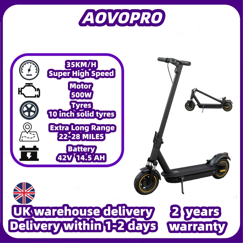 AOVOPRO Electric Scooter 500W/1000W Power Maximum Speed: 22 miles per hour Adult Model Range: 28 miles Foldable Electric Scooter