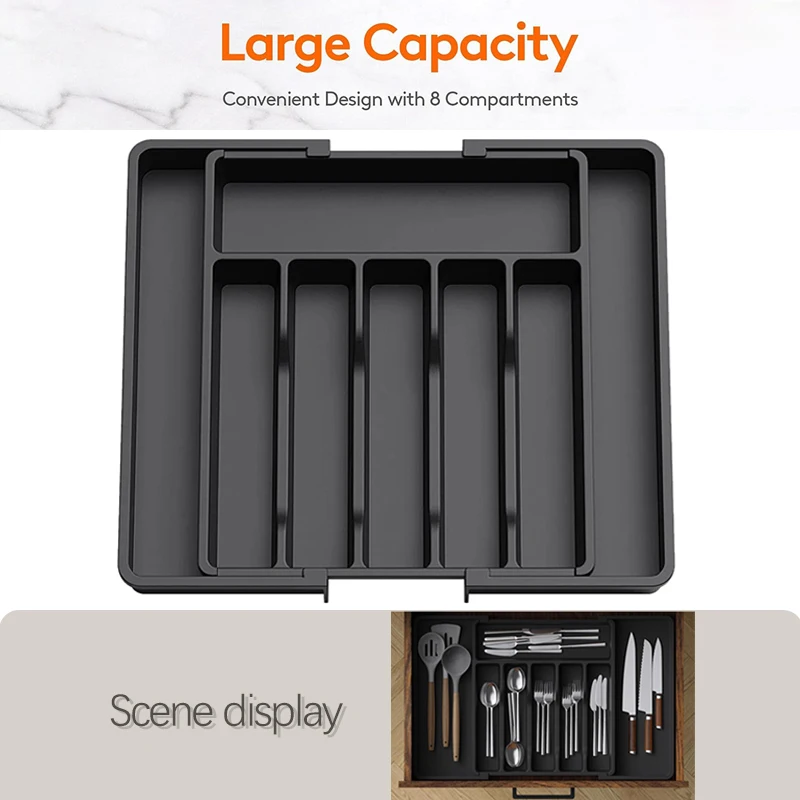 Expandable Utensil Tray Silverware Spoon Organizer Drawer Cover Adjustable Cutlery Tray Drawer Organizer Kitchen